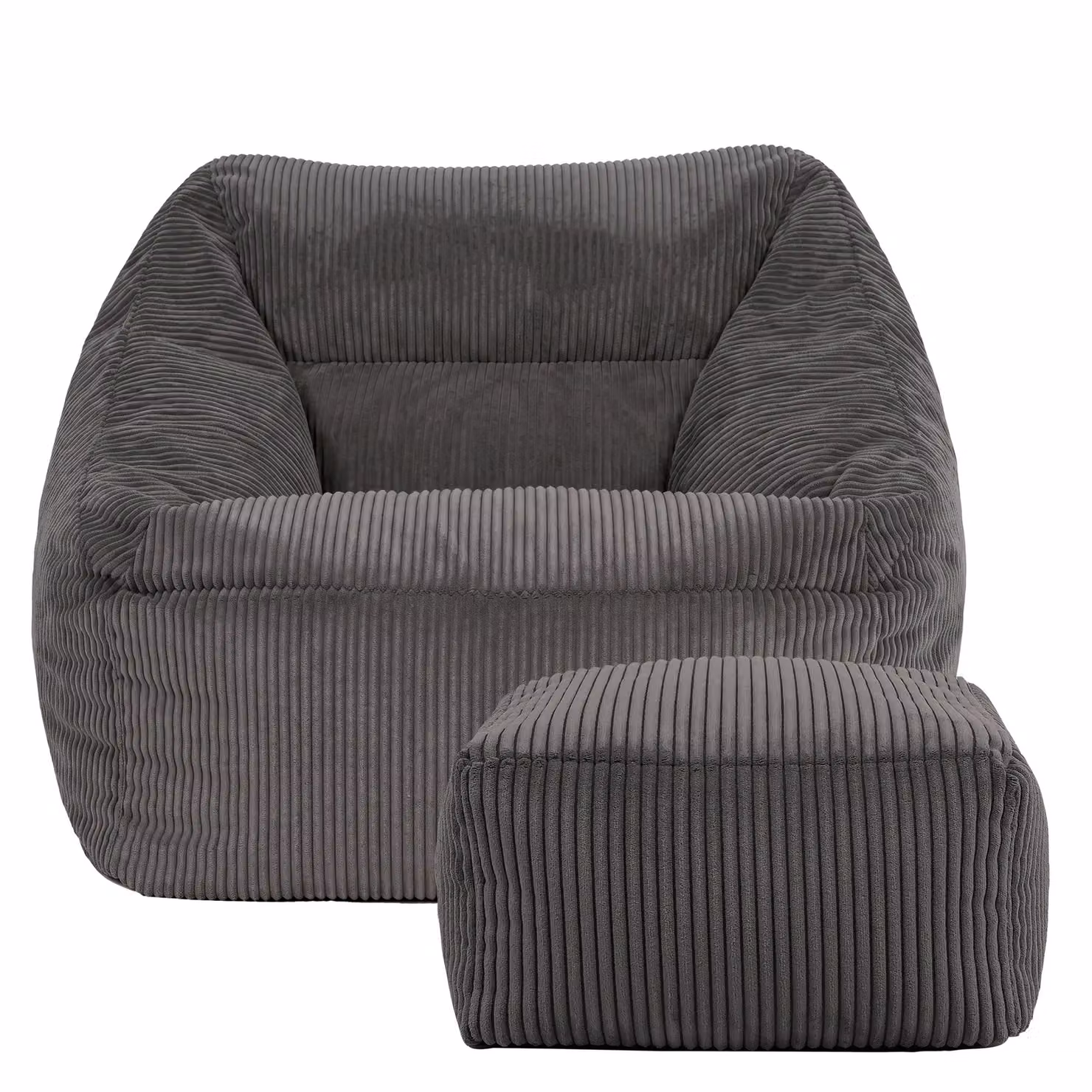 icon Giant Cord Armchair Bean Bag with Footstool in Charcoal Grey – 3