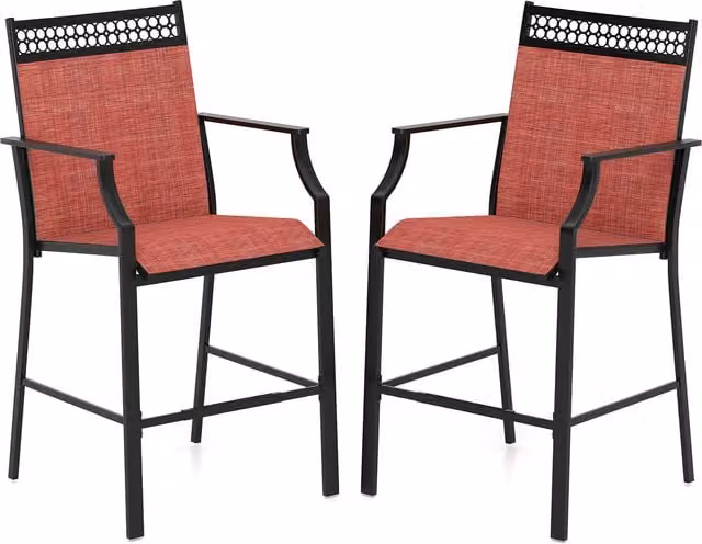 Costway Set of 2 Modern Red Metal Outdoor Bar Stools with Matt Finish