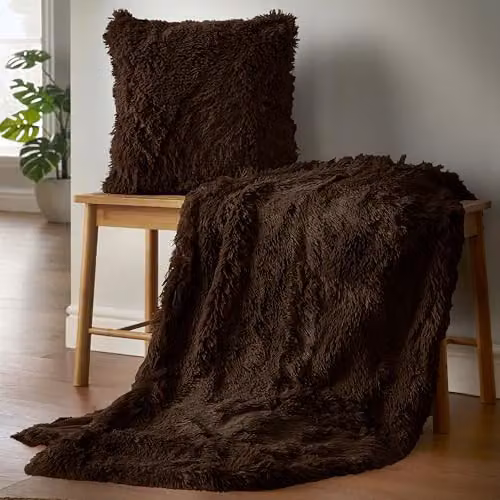 Catherine Lansfield Cuddly Faux Fur Throw, Brown, W: 150 cm, D: 200 cm – 2