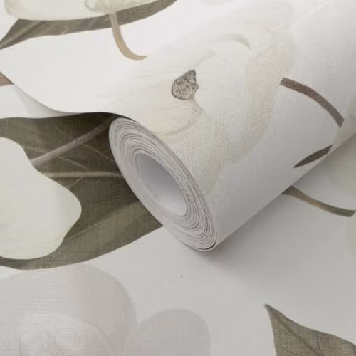 Erismann Fairy Blossom Floral Textured Vinyl Wallpaper in Cream and Black