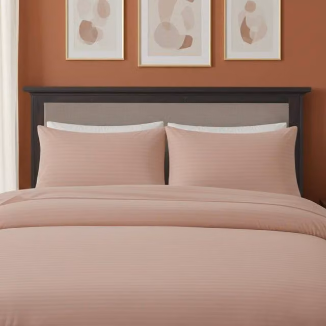 Snug City Microfibre Soft Touch Satin Stripe Housewife Pillowcase Pair in Pink – 1