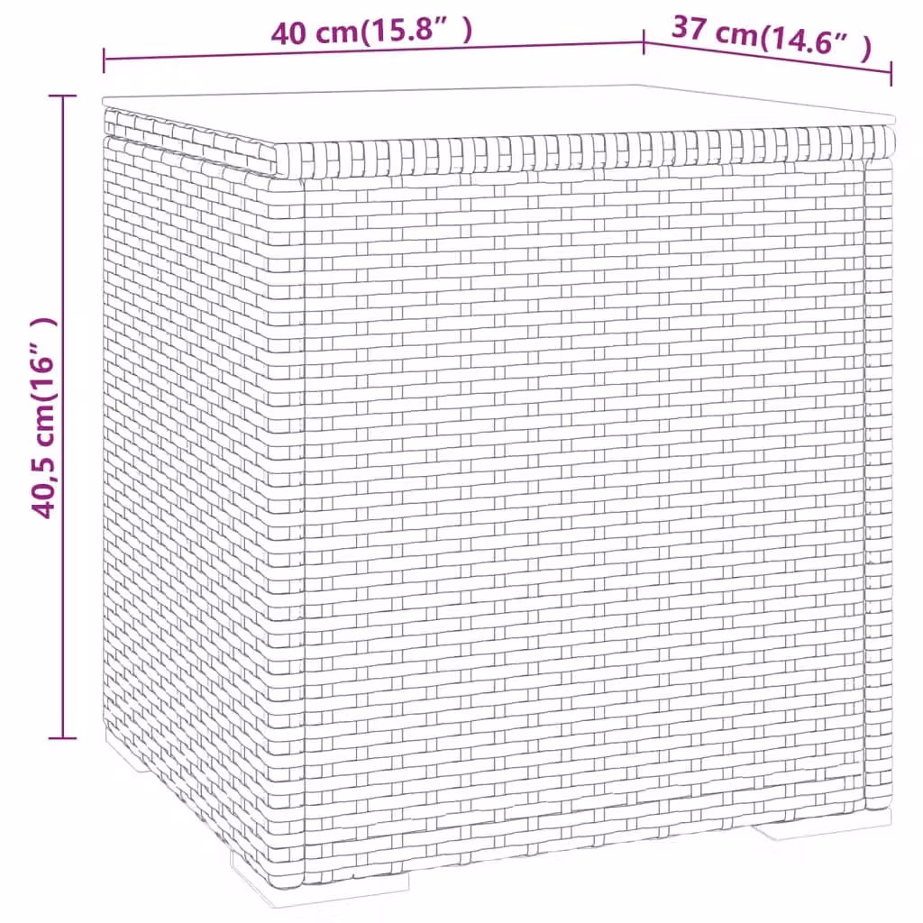 Berkfield Home Grey Poly Rattan and Tempered Glass Side Table W/D/H: 40 x 37 x 40.5 cm – 3