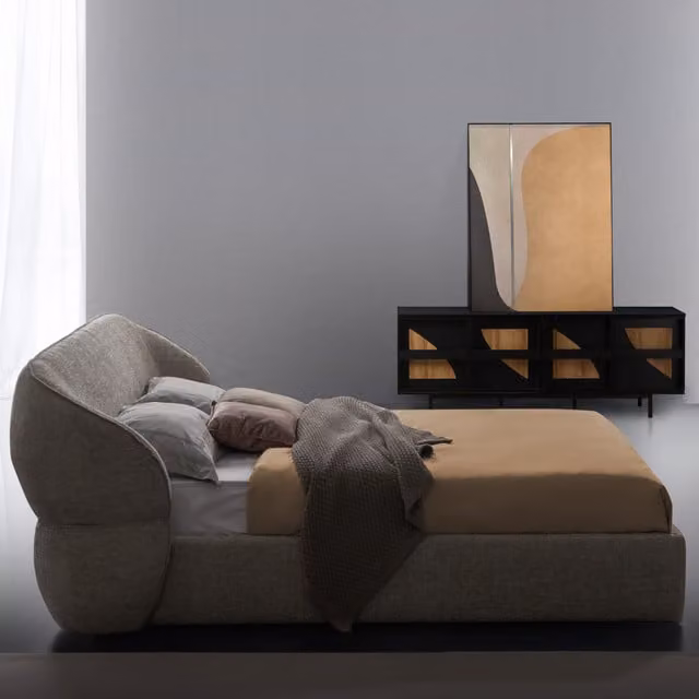 Birlea Milan Grey Upholstered Fabric Bed