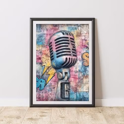 60 Second Makeover Limited Urban Street Art Graffiti Microphone Paper Poster, Multicolour, W: 21.0 cm, H: 29.7 cm
