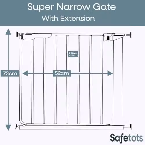 Safetots Super Narrow Black No-Drill Extendable Baby Stair Gate – 3