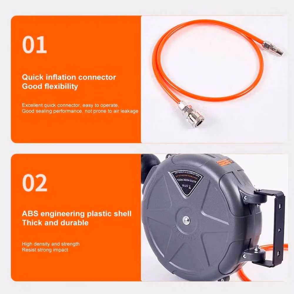 SPETLEK Auto Retractable Air Hose Reel, 10m, Grey, Wall and Ceiling Mounted – 4