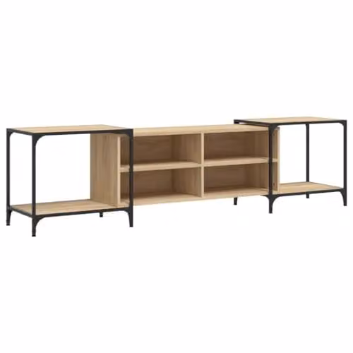 vidaXL Industrial Smoked Oak TV Cabinet in Brown with Metal Frame and Wood Shelves for your Living Room or Bedroom – 1