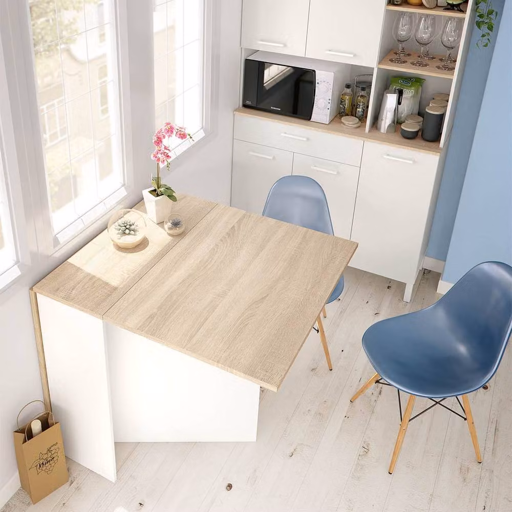 CALICOSY Fly in White Folding Table with Drop Leaf, W/D/H: 78 x 77 x 77 cm – 2