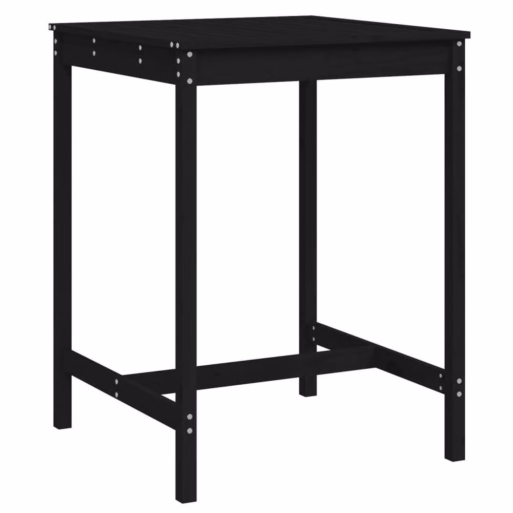 Berkfield Home Black Square Solid Pine Garden Table W/D/H: 82.5 x 82.5 x 110 cm – 3