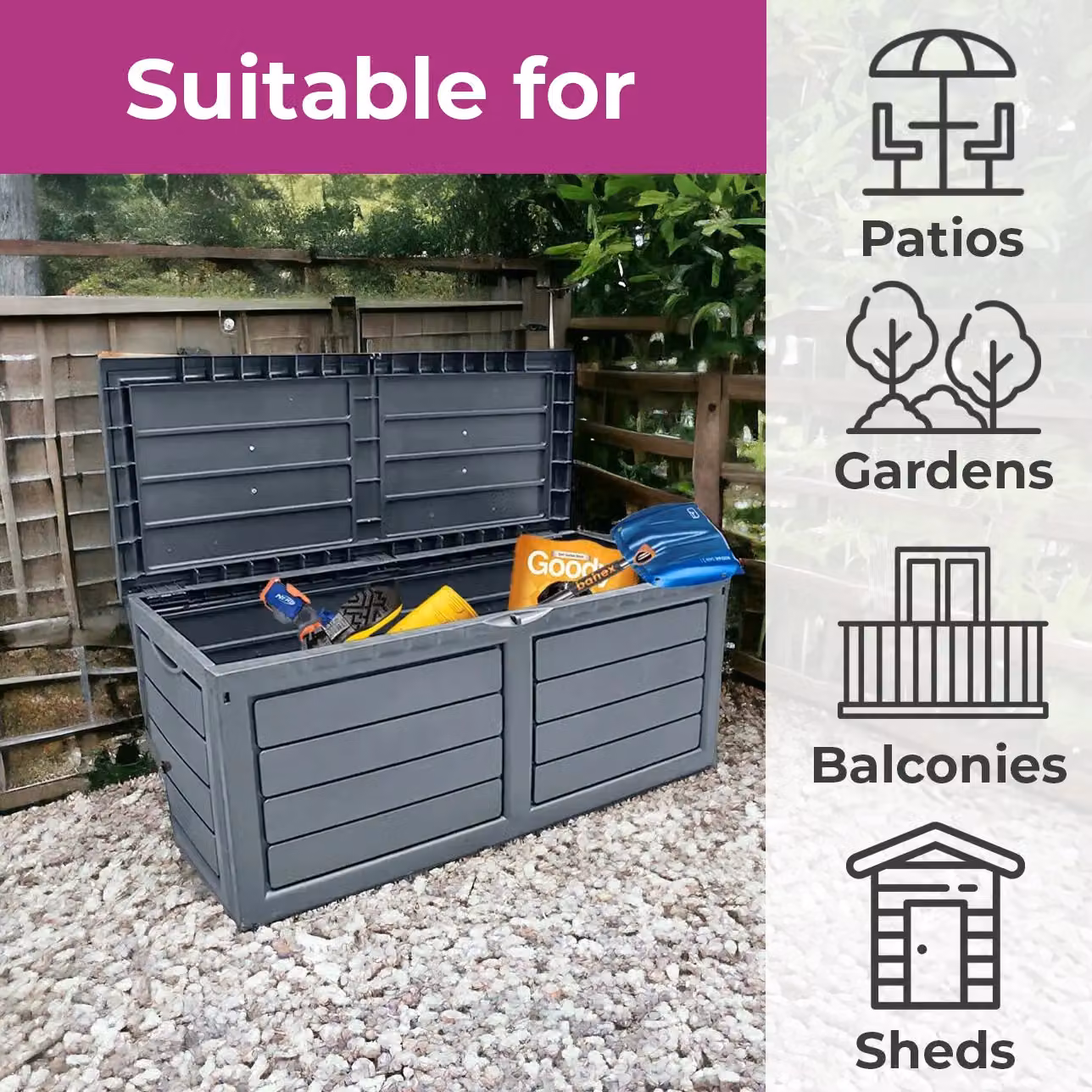 Neo Garden 320L Outdoor Plastic Storage Box in Dark Grey – 4