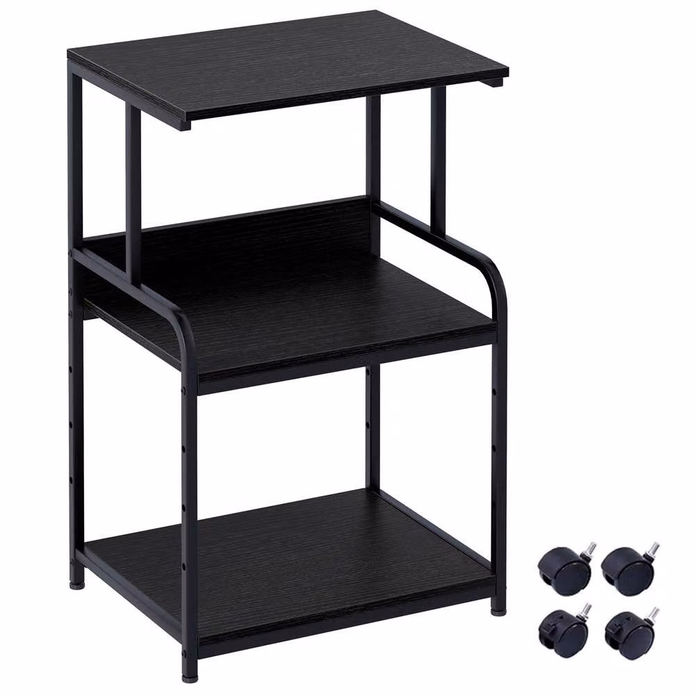 Huhote 3-Tier Printer Stand with Adjustable Shelves and Locking Wheels, Black – 8