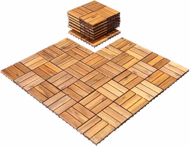 Costway 27 Piece Brown Acacia Hardwood Flooring Tiles