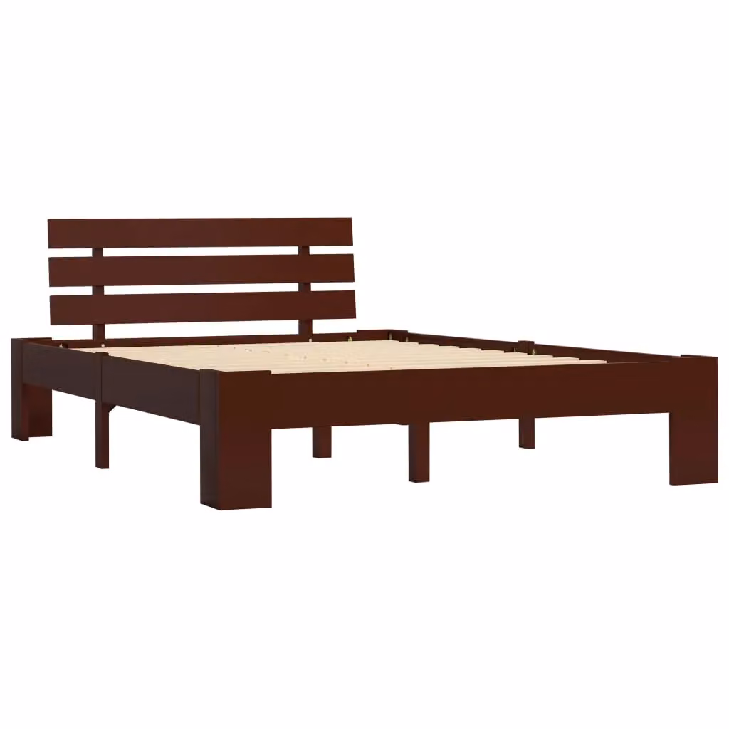 Berkfield Home Modern Solid Pine Wood Bed Frame, Brown, W: 140 cm, D: 200 cm – 2