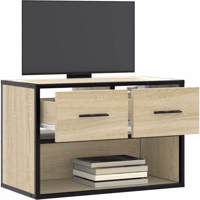 Berkfield Home TV Cabinet in Sonoma Oak and Beige, W: 60 cm, D: 31 cm, H: 39.5 cm – 1
