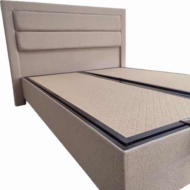 Woohoo Furniture Modern Upholstered Ottoman Divan Bed Frame with Lift Up Base in Beige or Brown