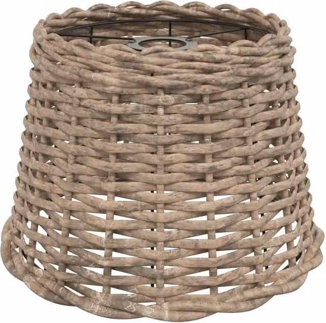 Berkfield Home Brown Wicker Ceiling Lamp Shade with Rattan and Metal Details, W: 30 cm, D: 30 cm, H: 20 cm