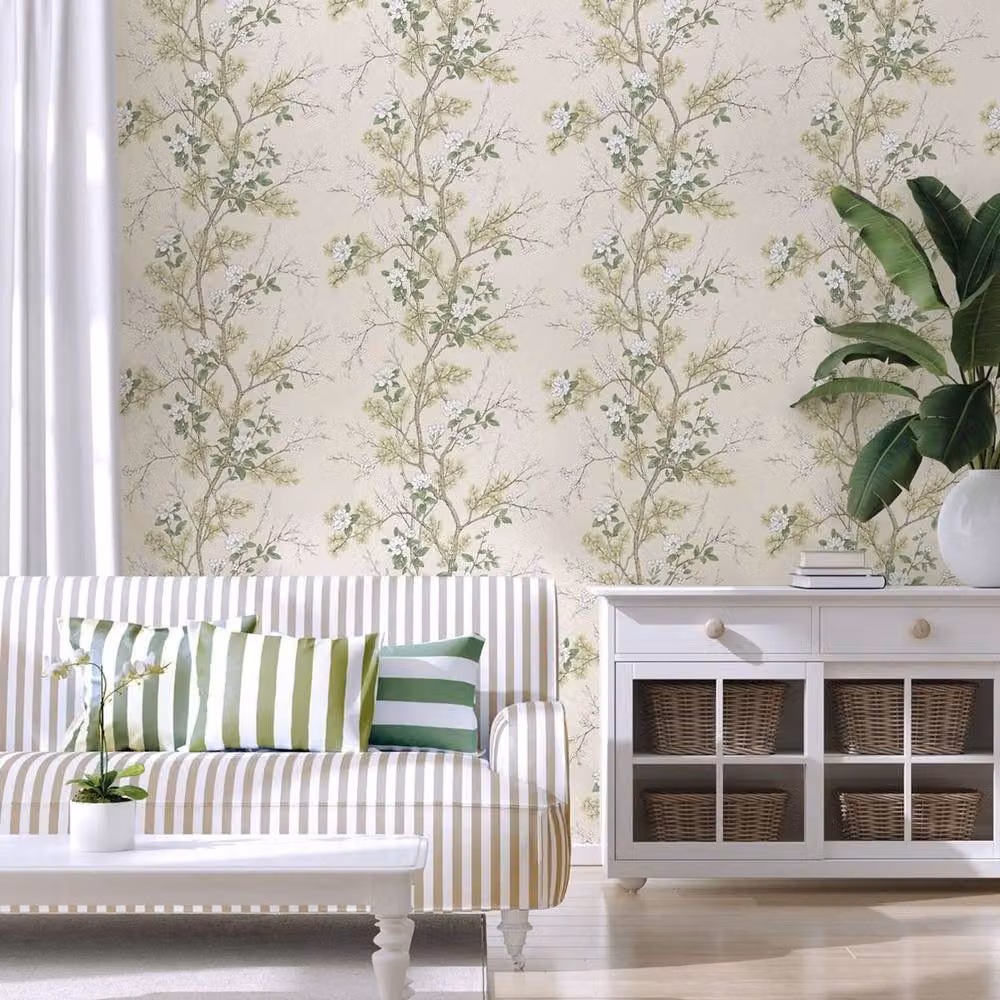 Belgravia Bridget Floral Botanical Wallpaper in Cream and Beige – 2