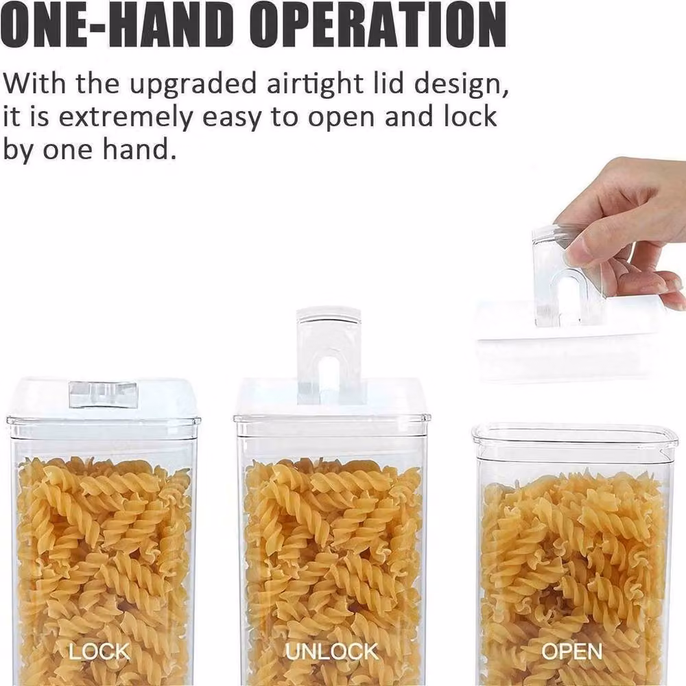 PAWNORA 7 Piece Airtight Stackable Dry Food Storage Container Set in Transparent Plastic – 4