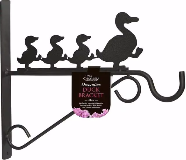 Tom Chambers Metal Duck Hanging Garden Basket Bracket in Black, 30cm – 1