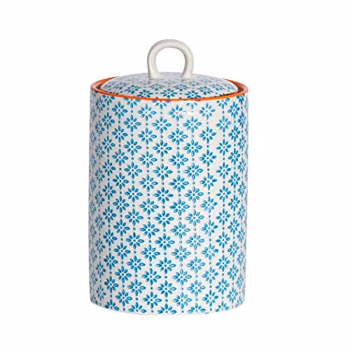 Nicola Spring Floral Blue Ceramic Kitchen Canister, 1 l – 1