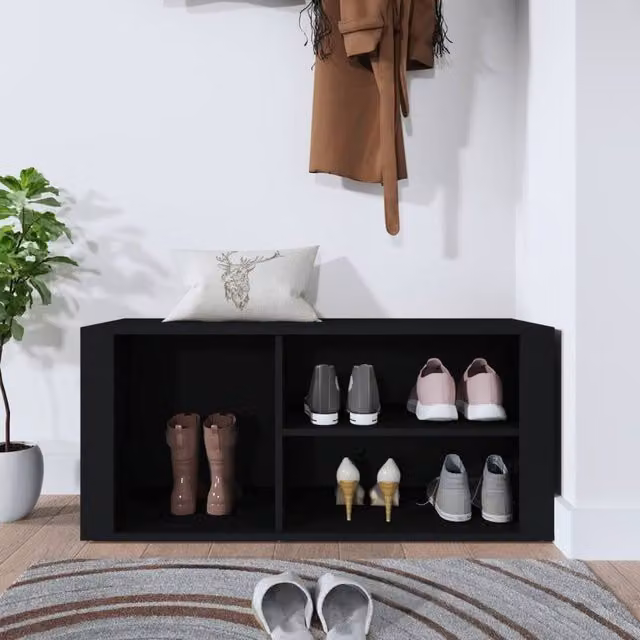 Berkfield Home Black Modern Shoe Cabinet W/D/H: 100 x 35 x 45 cm – 1