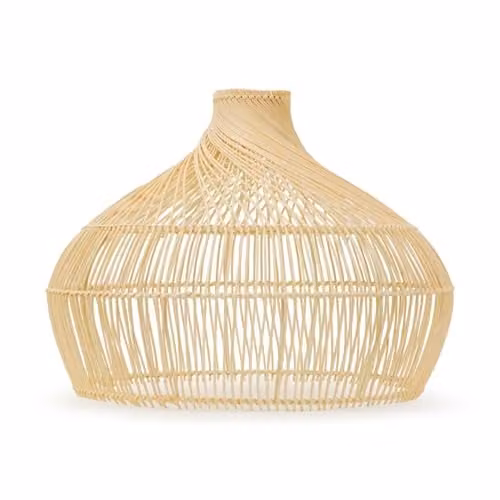 ValueLights Boho Organic Rattan Ceiling Pendant Lampshade in Brown and Beige, Shade Width: 45.5 cm