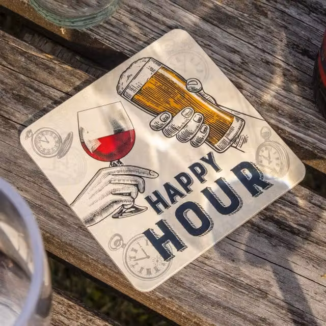 RSW Square Novelty Drinks Coasters in Beige, Brown and Multicolour