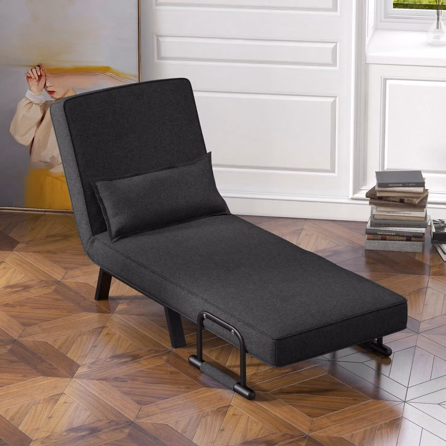 Costway Convertible Single Folding Sofa Bed and Relax Recliner Chair with 6 Adjustable Backrest Positions in Dark Grey – 5