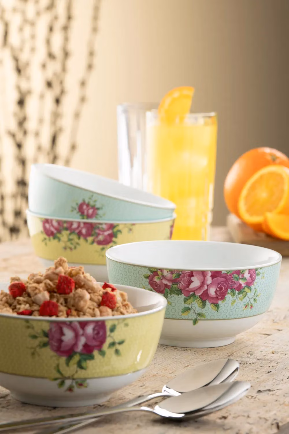 Aynsley Archive Rose Multicolour Bone China Cereal Bowls, Set of 4 – 2
