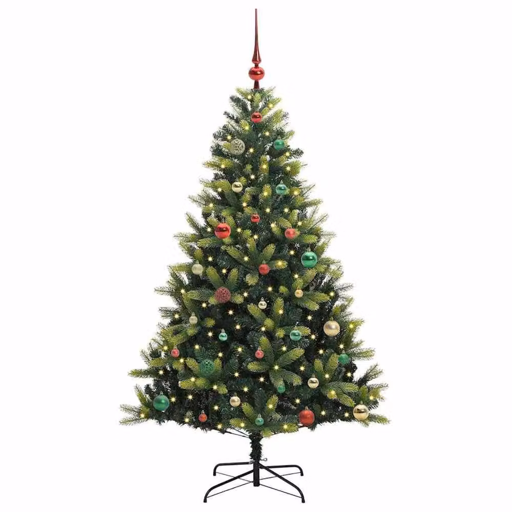 Berkfield Home Artificial Hinged Green Christmas Tree with 150 LEDs, Height: 150 cm – 3