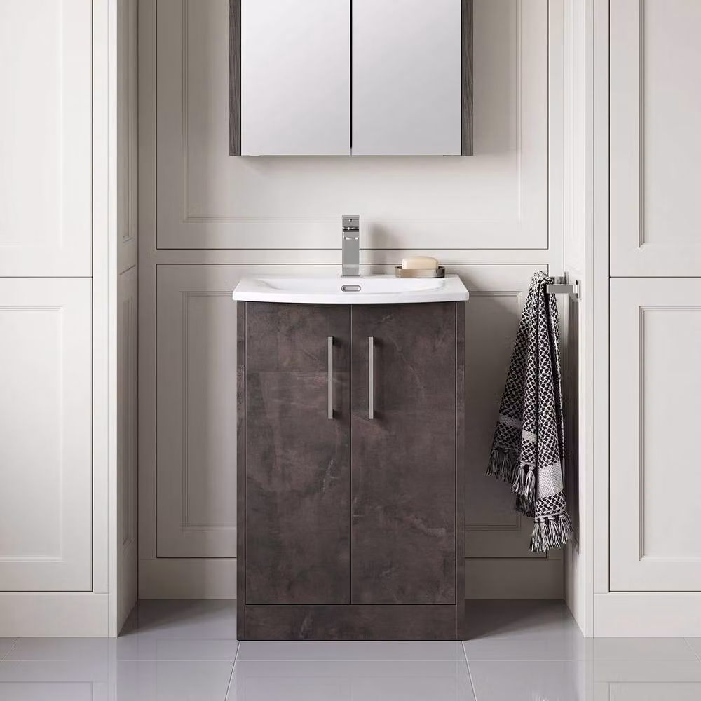 Balterley Winshill Contemporary 2 Door Wall Mounted Bathroom Vanity Basin Unit, Grey, Width: 50 cm – 4