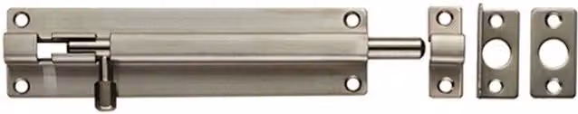 Loops Straight Barrel Surface Mounted Door Bolt Lock in Silver Stainless Steel, 150 x 38 mm – 2