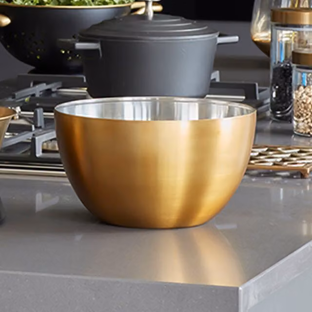 MasterClass Stainless Steel Round Mixing Bowl, 24cm, Gold