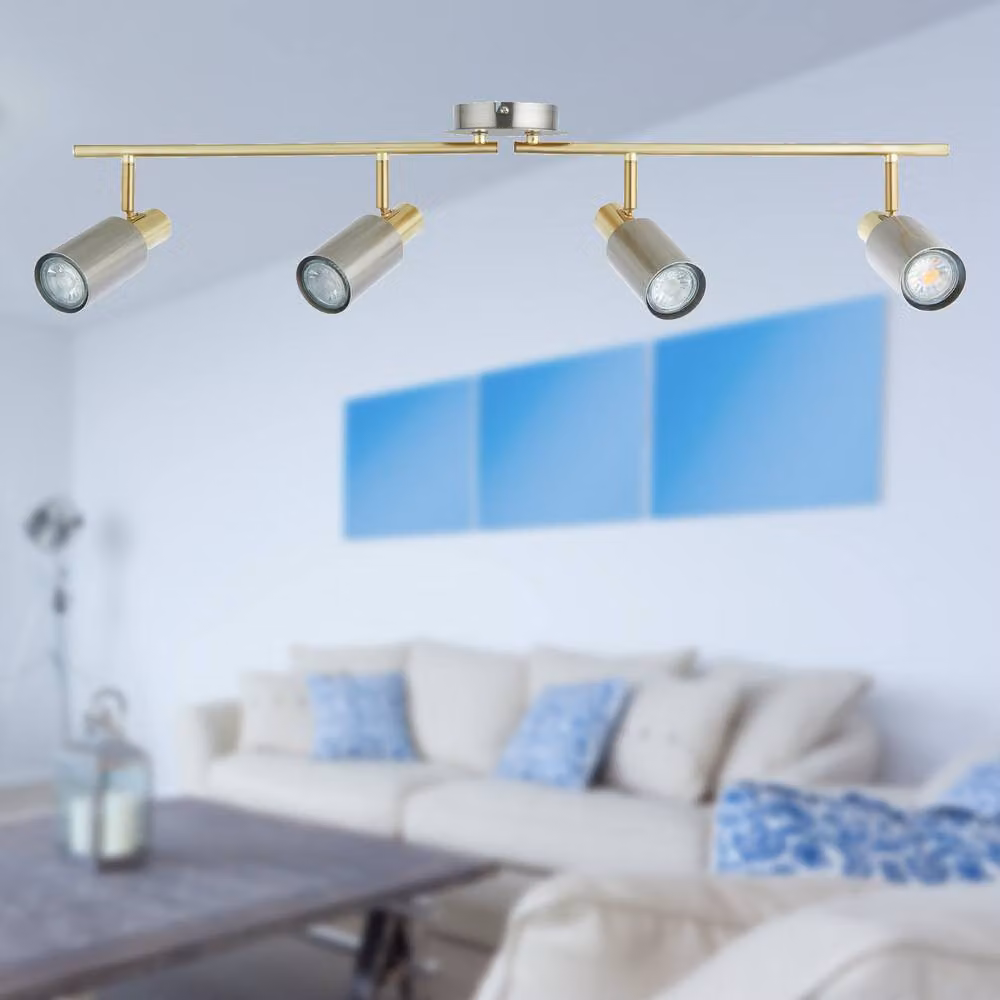 First Choice Lighting Collin Set of 2 4 Way Ceiling Spotlights in Silver and Gold/Brass – 2