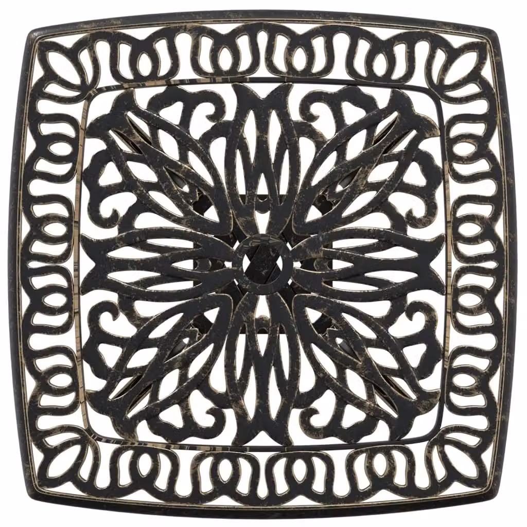 Berkfield Home Garden Table in Bronze Brown Cast Aluminium W/D/H: 53 x 53 x 53 cm – 4