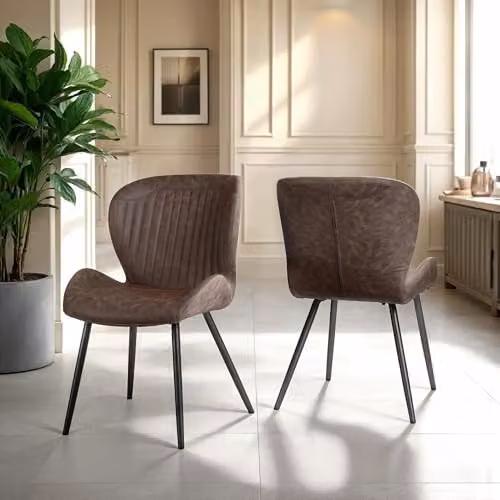 Seconique Quebec Set of 4 Brown Synthetic Leather Dining Chairs – 2