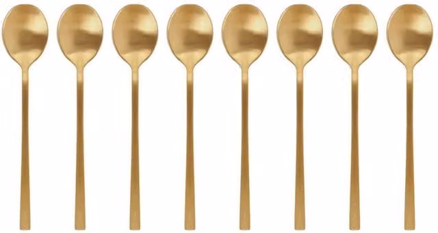 Havendro Set of 8 Gold Coated Stainless Steel Teaspoons, 14.5 cm