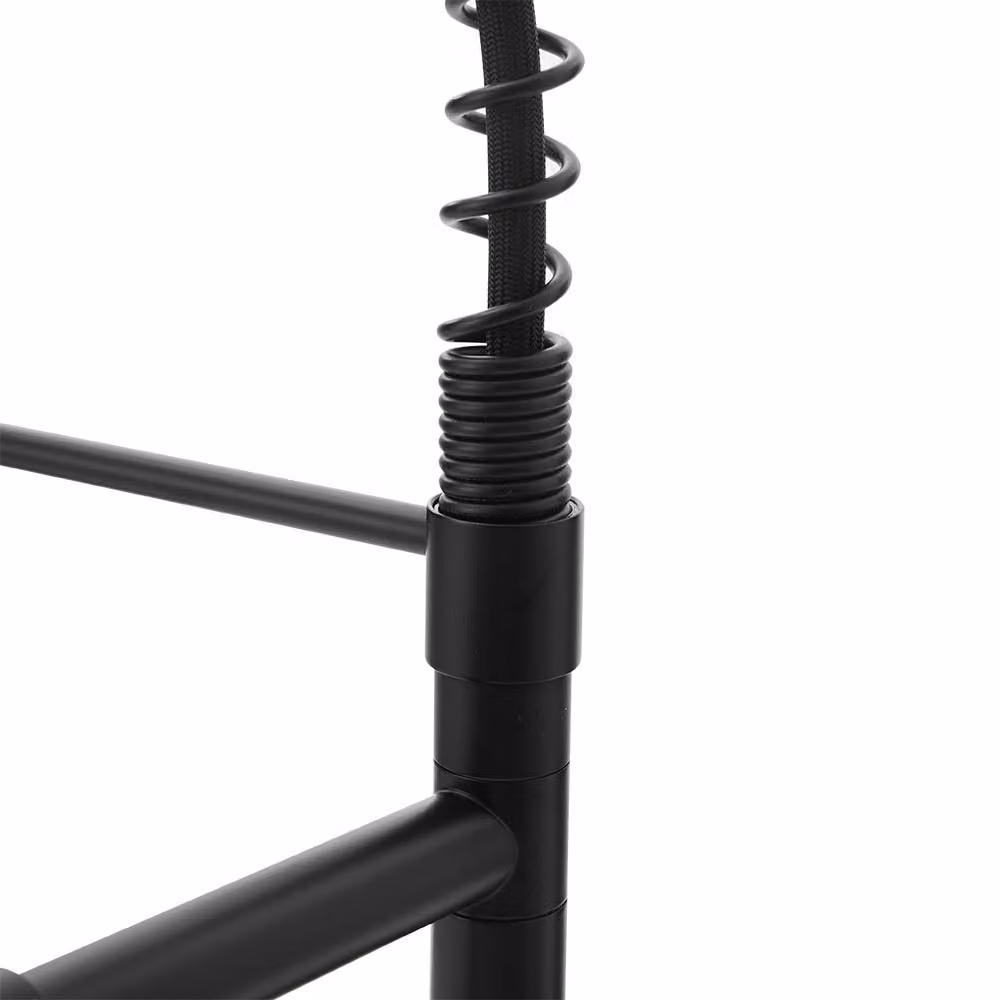 ExtraStar Modern Single Lever Kitchen Faucet with Pull Out Swivel Spring Spout in Matt Black – 4