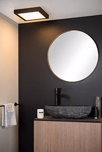 Lucide Brice Square Dimmable LED Flush Ceiling Light for Bathrooms, Black – 3