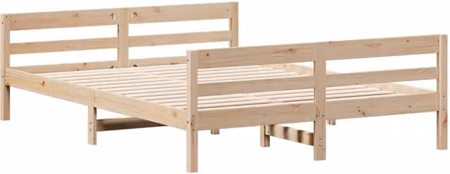 Berkfield Home Beautiful Small Double Bed Frame in Natural Solid Pine, W/D/H: 120 x 200 x 57 cm – 1