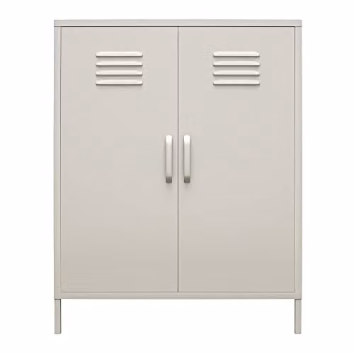 DHP Furniture Bradford 2 Door Metal Storage Cabinet, Taupe, H 101.5 x W 80.0 x D 40.0 cm