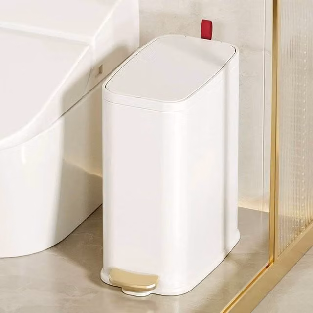 KORVIXA White Stainless Steel Pedal Bin with Removable Inner Bucket, 5L