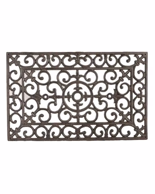 Dibor Vintage Style Cast Iron Ornate Scrolled Bristle Boot Brush and Shoe Scraper in Brown, Medium – 2
