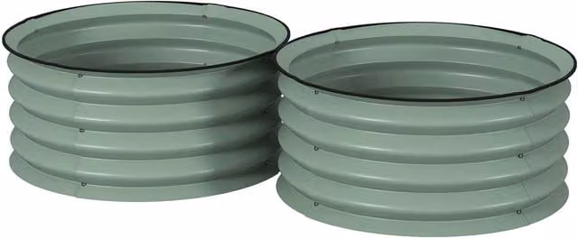 Outsunny Set of 2 Green Metal Raised Garden Bed Planter Boxes with Safety Edging – 1