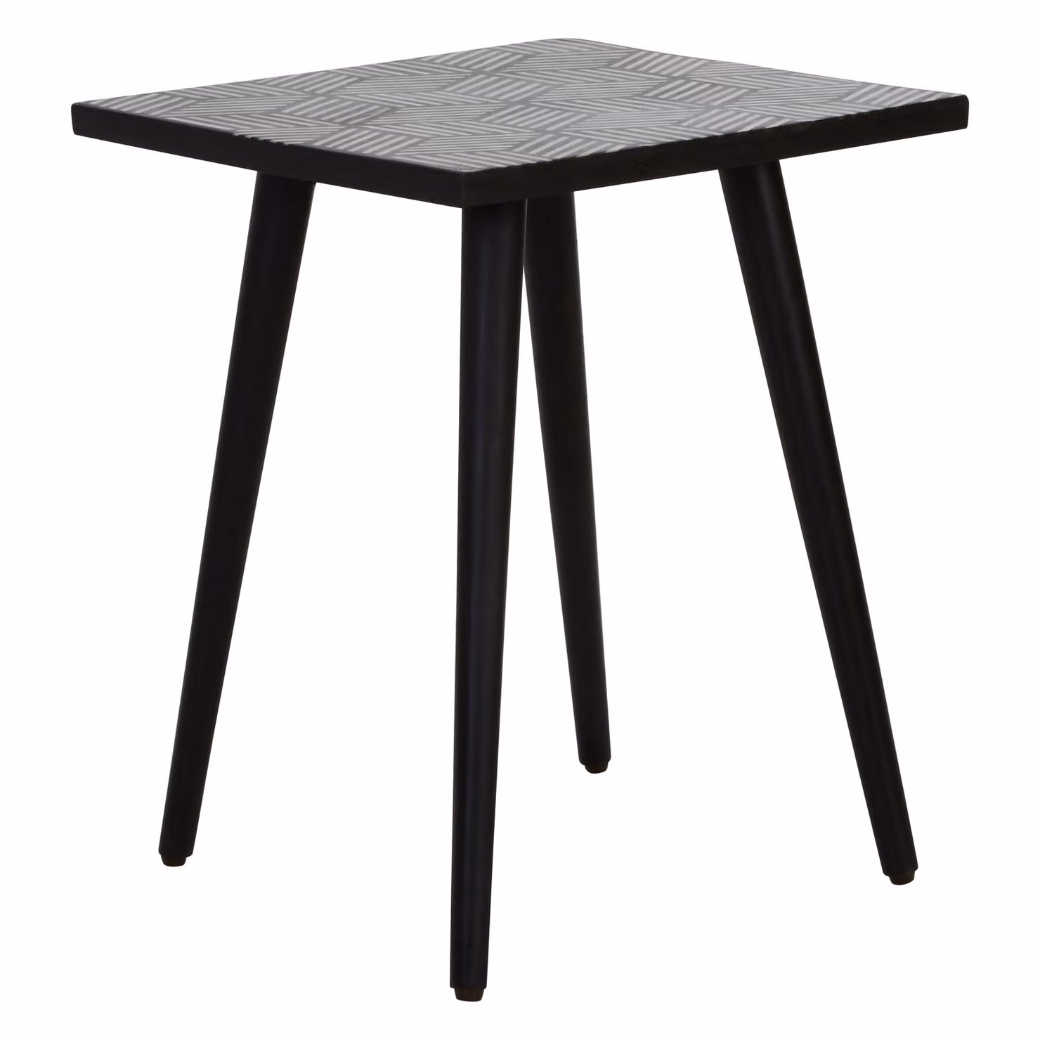 Orsina Geometric Acacia Wood Side Table in Black and White – 2