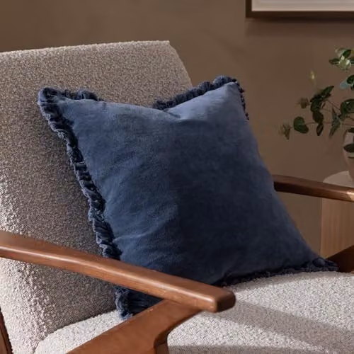 Yard Bertie Blue Cotton Velvet Square Cushion, W/D/H: 45 x 45 x 45 cm – 5