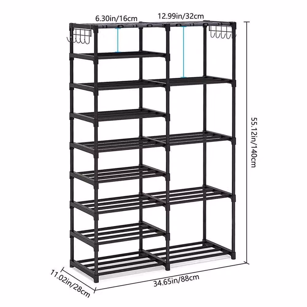 VOGREX 9 Tier Stackable Shoe Rack Storage Organiser in Black – 2