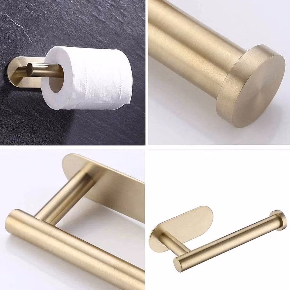 PAWNORA Self Adhesive Stainless Steel Toilet Paper Holder, Gold – 2