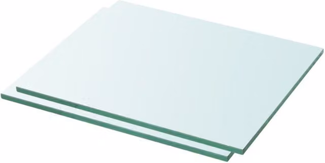 Berkfield Home Wall Mounted Glass Shelves, 2 Pack, Transparent, W: 30 cm, H: 20 cm