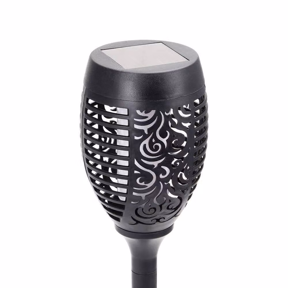 NESTLUNE Solar Dancing Flame LED Torch Stake in Black – 3